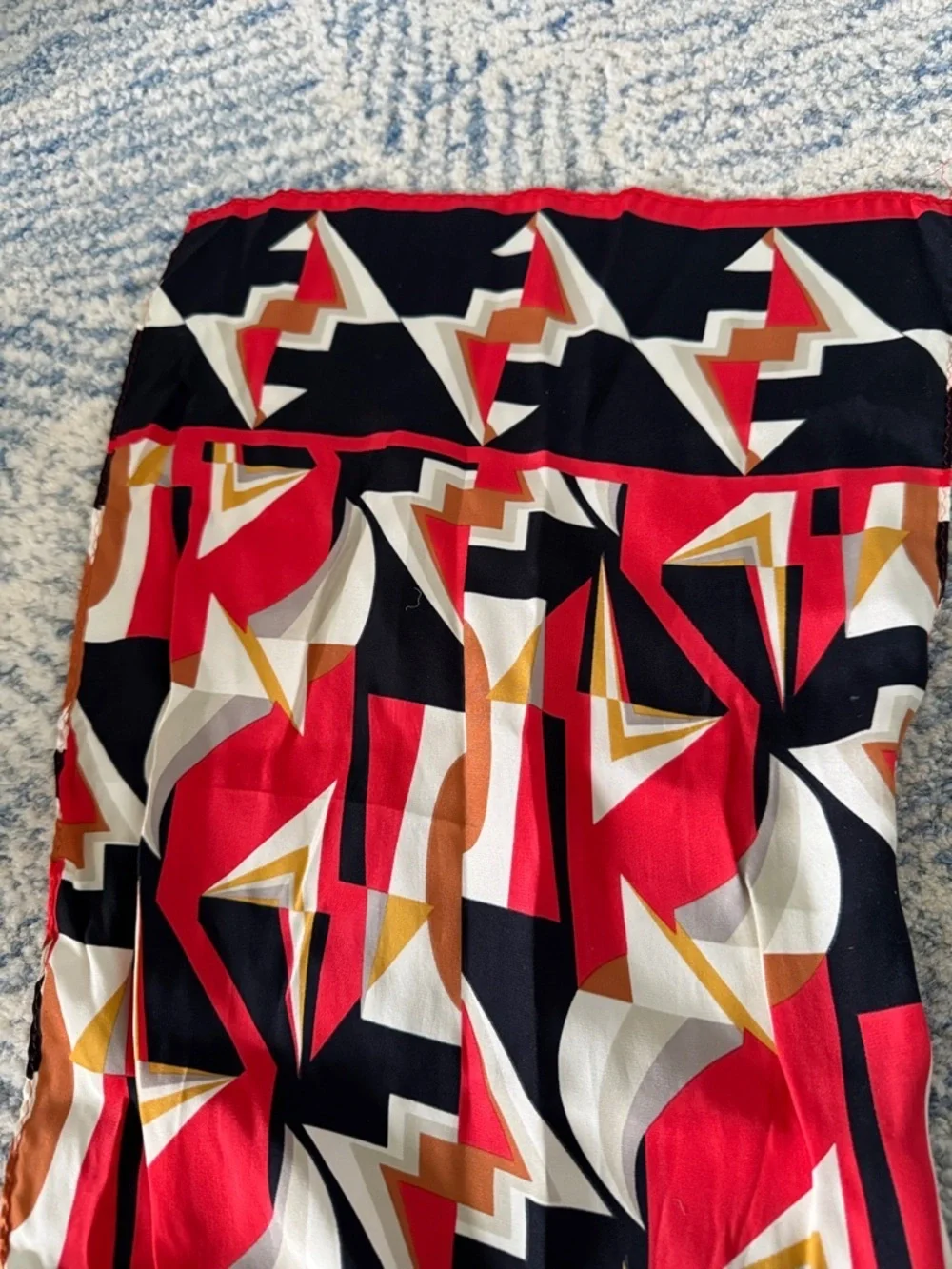 100% silk mod art deco geometric scarf patterned after a kimono